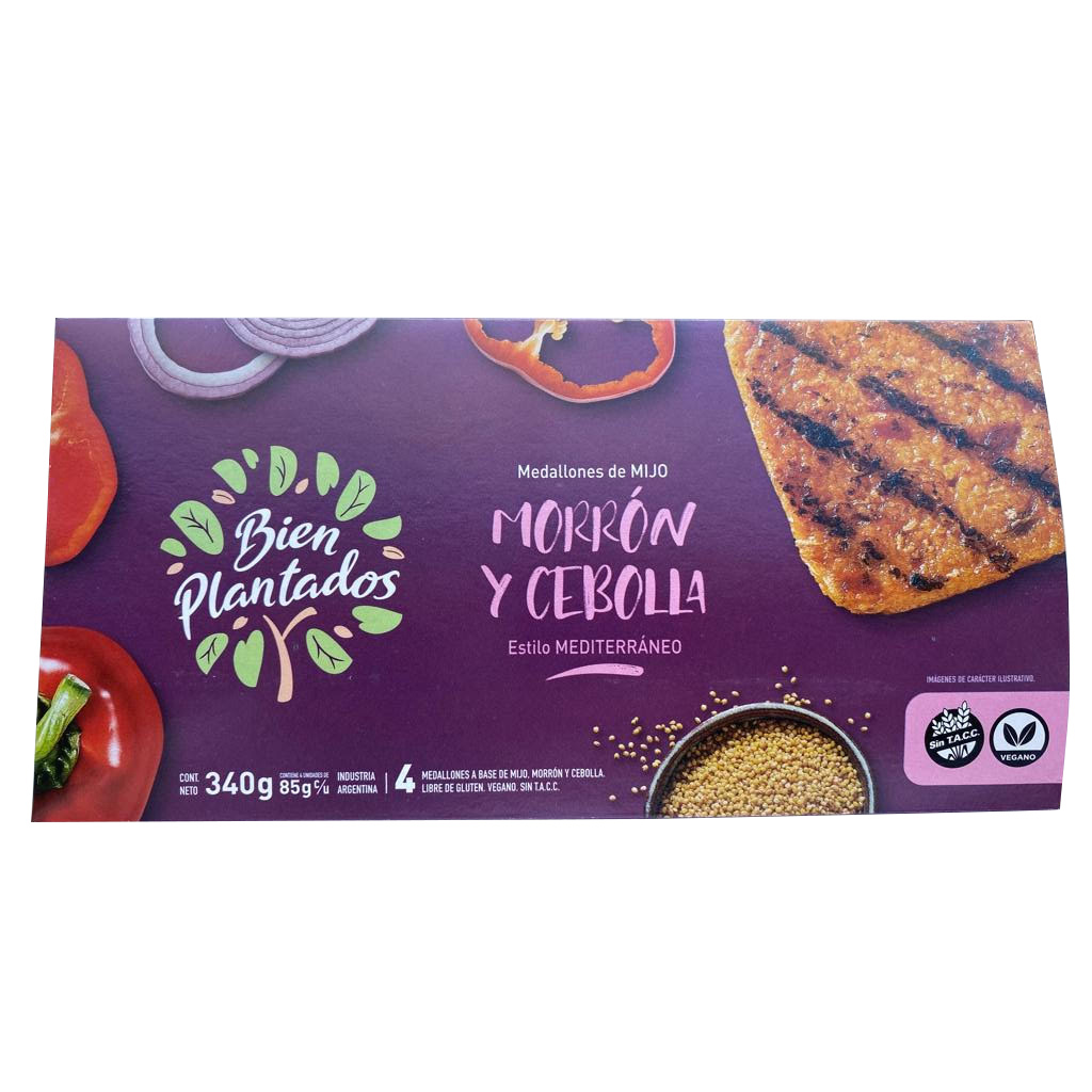 Medallones veganos sabor morrón y cebolla ¨Estilo Mediterráneo¨